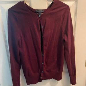 Lands End Burgundy Cardigan